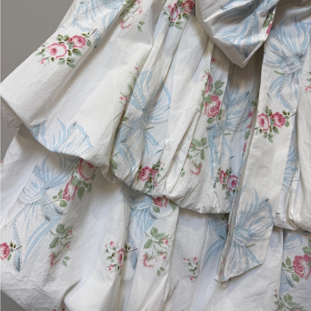 LoveShackFancy Floral Bubble Hem Mini Dress | - Picture 2 of 4